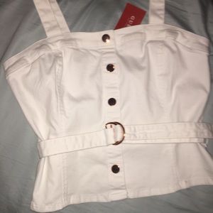 Guess White Denim Top
